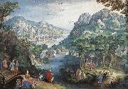 CONINXLOO, Gillis van Mountain Landscape with River Valley and the Prophet Hosea dsg oil painting artist